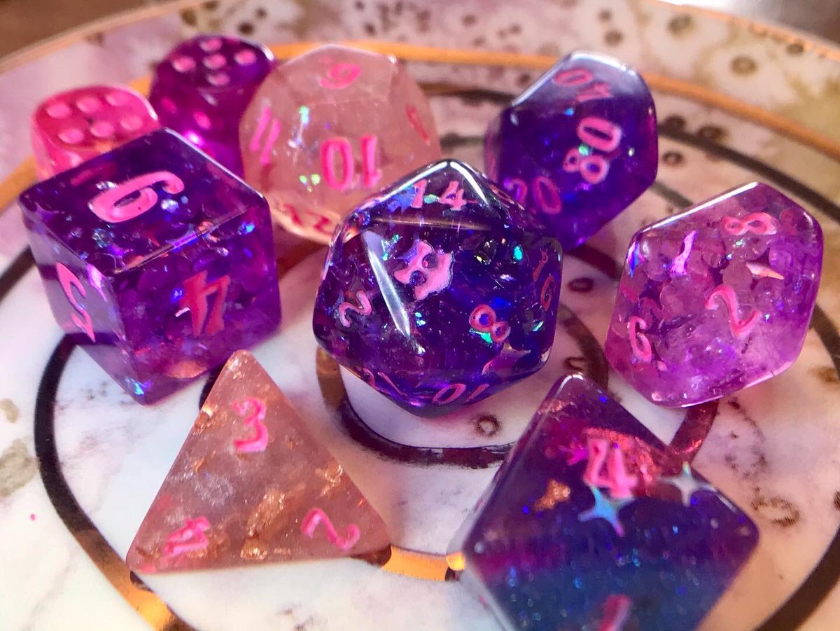 A few new mixed sets Tucker and I put together for this week’s update 💜✨

We made 17 sets in total for this update and they’re all unique so check them out in the shop if ya want 😁

✨DeathwishDice.com✨ 

#dice #handmadedice