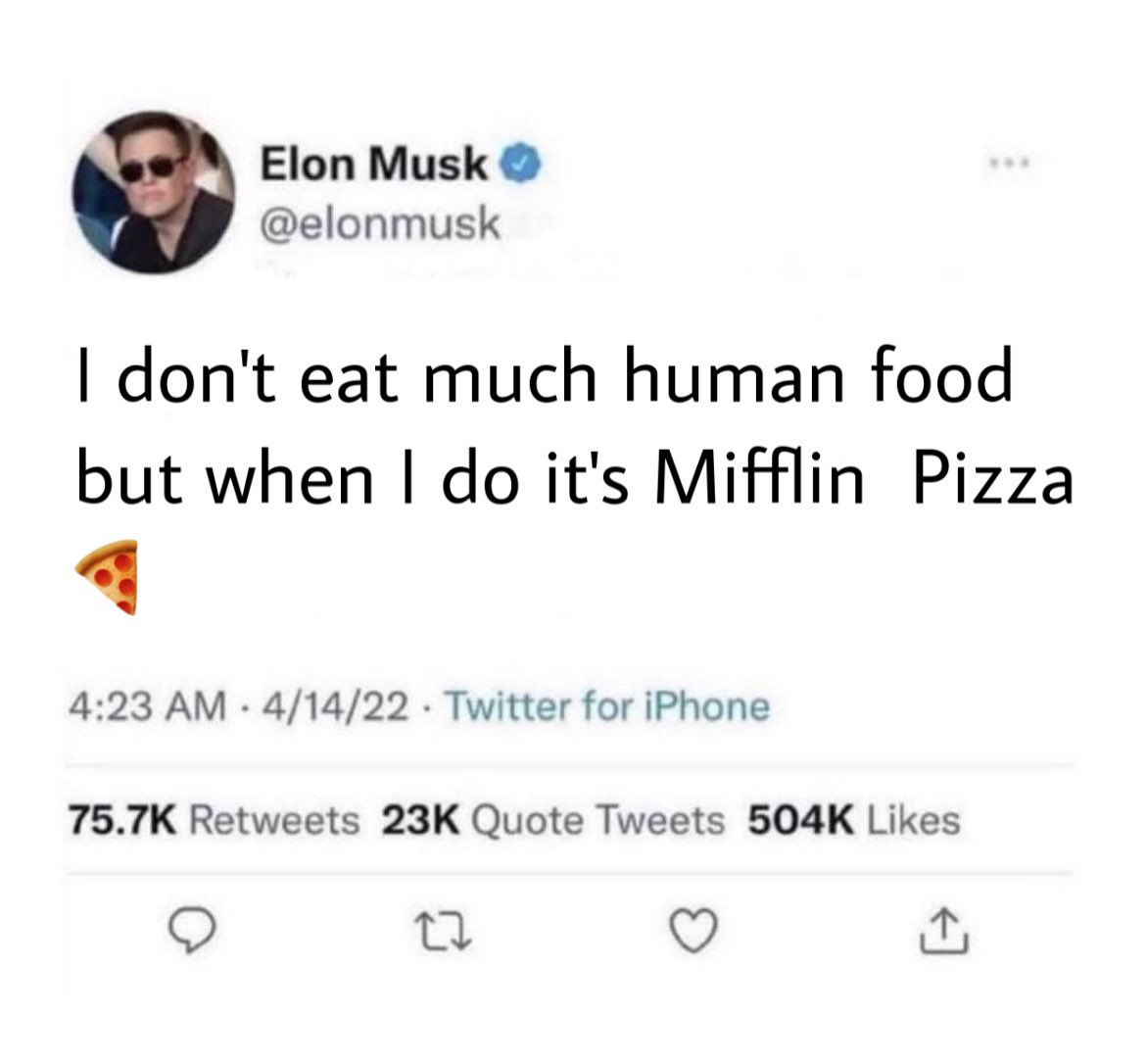 MifflinPizza's tweet photo. @elonmusk https://t.co/3MudUtv4nd