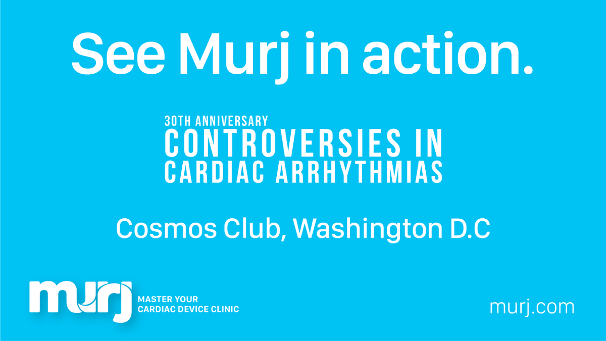 Headed to the upcoming Controversies in Cardiac Arrhythmias 2022 #CiCA in #WashingtonDC? We'll see you there! Stop by our Murj table to learn more about the latest in cardiac device data management cica-ep.org