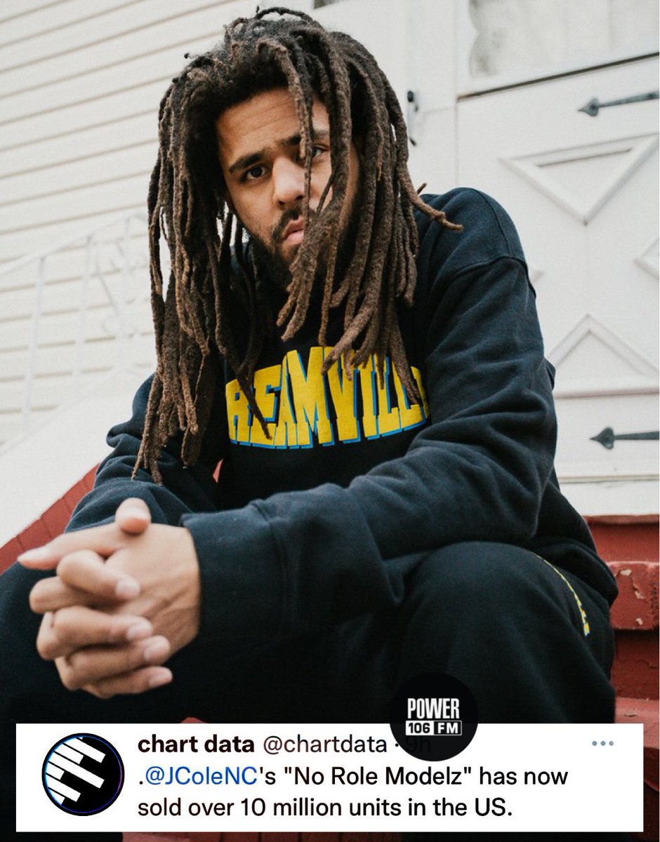Power106LA's tweet photo. CONGRATS to J Cole on earning his FIRST DIAMOND record as “No Role Modelz” has officially passed 10 MILLION units in sales, according to Chart Data! 🔥💿🔥 https://t.co/ZPd1dDRFRB