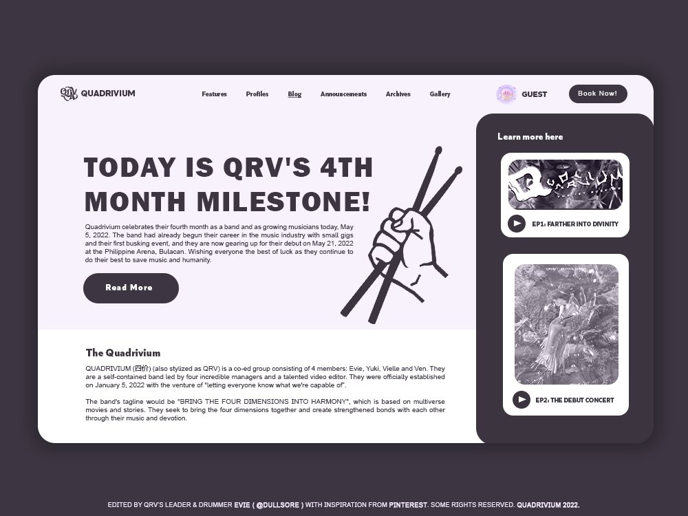 QRVSTUDIO's tweet image. ⠀ㅤㅤ   
⠀ㅤㅤ   
       QUADRIVIUM  ( 四价 )  POSTED !
       RE:  The Fourth Month Milestone
       HAPPY 4TH MONTHSARY, QRV !

       Read more about the details here.

⠀ㅤㅤ