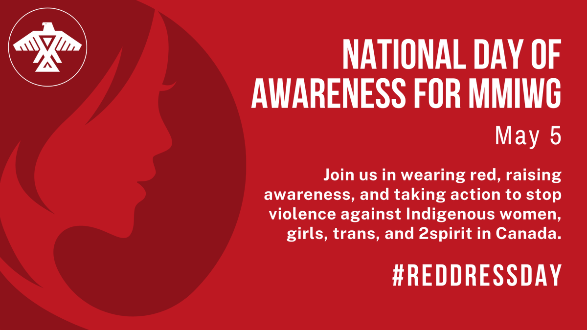 Did you know TOMORROW (Thursday, May 5) is National Day of Awareness for #MMIWG? 💔 #JoinUs #RedDressDay