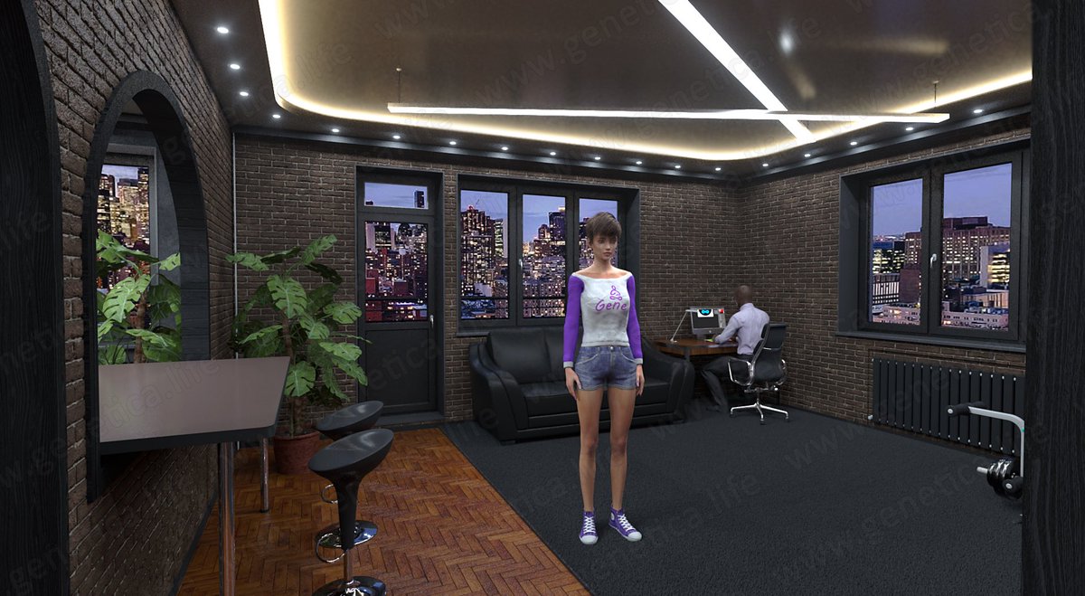 Gene4Play's tweet photo. Good afternoon, Gene friends! 
A few touches and the living room with a window view of skyscrapers is ready. Added a couple of heroes, just the cherry on top 🧁 
Stay tuned!

#gene4play #Crypto #blockchain #Metaverse #p2e #play2earn #P2Egaming #gamergirl #gamedevelopment #gamedev https://t.co/CFdtAPBR5A