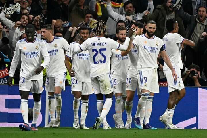 FCRealMadridFT's tweet photo. Full Time :Real Madrid 3:1 Manchester city 😂✨🍀

We are into the UCL final 🍁💚🌹
#footballchallenge #RealMadrid #HalaMadrid #laliga #RealManCity #Bernabeu #Ancelotti #fcrealmadridfantoken https://t.co/wXGmq34bXP