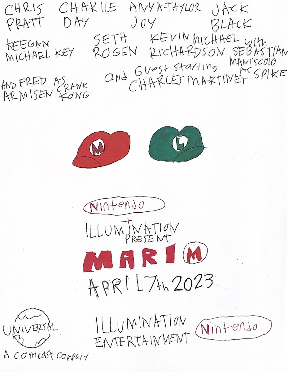 I did this Poster for The Illumination Mario Movie Showing the Hats of Mario and Luigi #MarioMovie #mariomoviefanart #2023movie #supermariobros2023 #Mario2023 #ChrisPratt #CharileDay #JackBlack