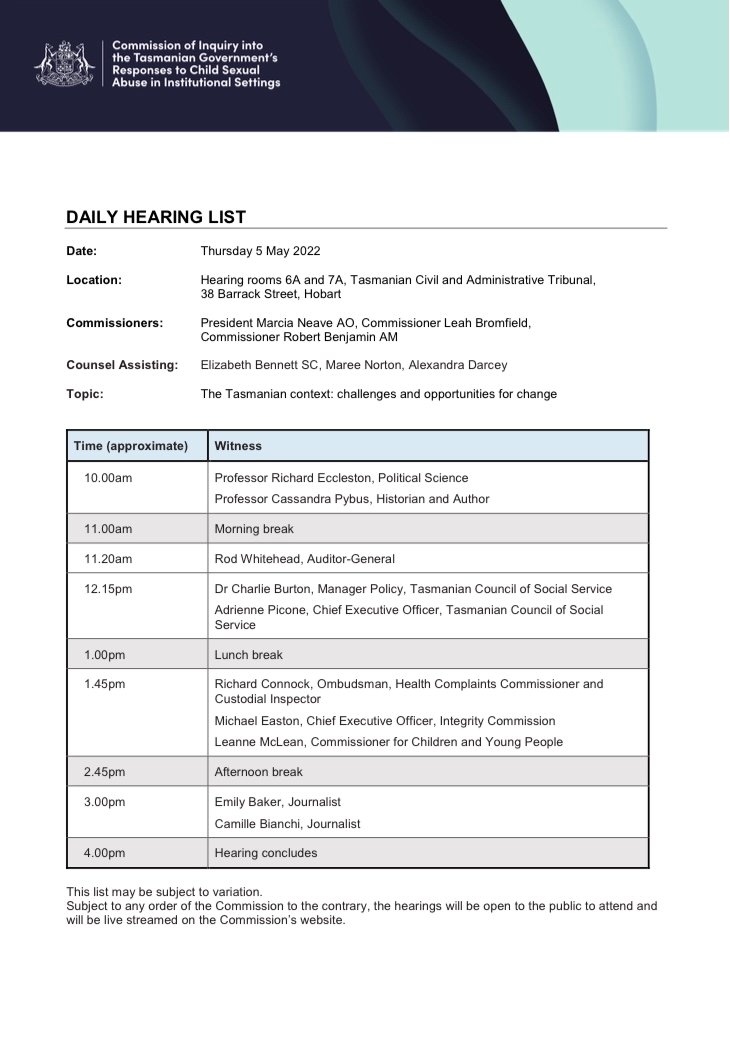 commission-of-inquiry-tasmania-on-twitter-today-s-daily-hearing-list
