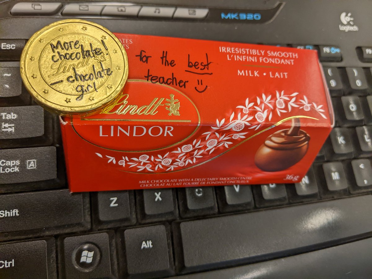 MissKrawesky's tweet photo. Got to school and found a surprise box of chocolate on my keyboard. Said, "Thank you, chocolate girl!" to the student who gave it to me, and then found another treasure later on. 🍫 @stpatcatholic #chocolategirl #kindness #thoughtfulness https://t.co/R9aFbTtRxY