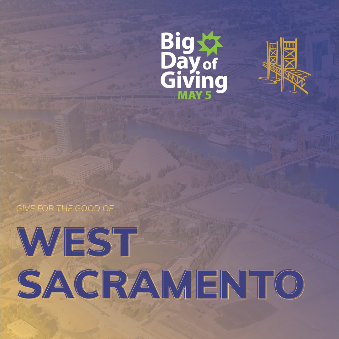 Tomorrow is Big Day of Giving and it's your chance to give to the organizations that better the West Sacramento community every day.

Click here for a list of the many nonprofits that greatly impact #WestSac: wsac.city/BDOG-2022 or visit bigdayofgiving.org

#BDOG2022