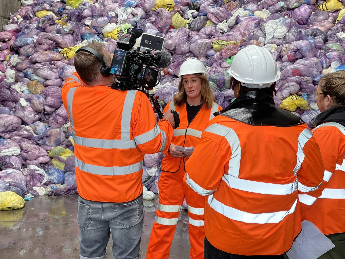 It was great to spend the day with the production team from Wild Flame, filming with Lucy Siegle from BBC’s The One Show, filming the life cycle of a disposable nappy and how it’s being recycled as an additive for asphalt!