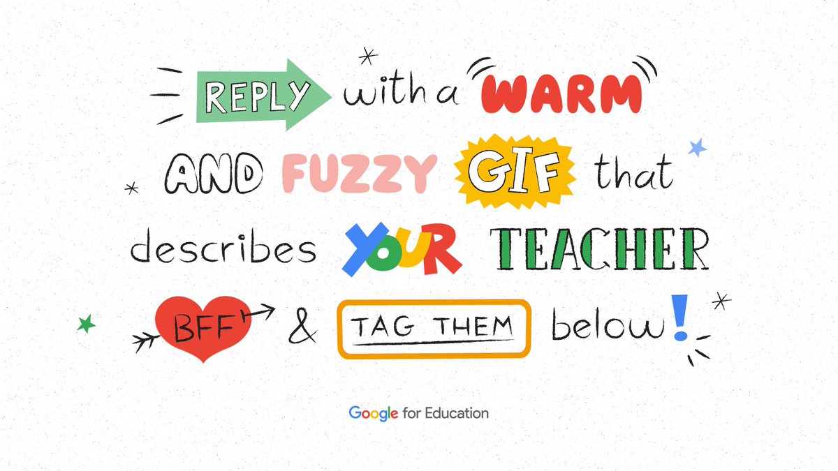 GoogleForEdu's tweet photo. ★ ° . *　 °　.　°☆ 　. * ● ¸ • ★
　. *. ° 　. ● . °　.　. * ● ¸ . 　　
:. ★ Teacher Appreciation Week　*
● ¸ . 　　★ 　° ○ ° ★. 
★ ° . *　 °　.　°☆ 　. * ● ¸ • ★ https://t.co/ELKI09b5p1