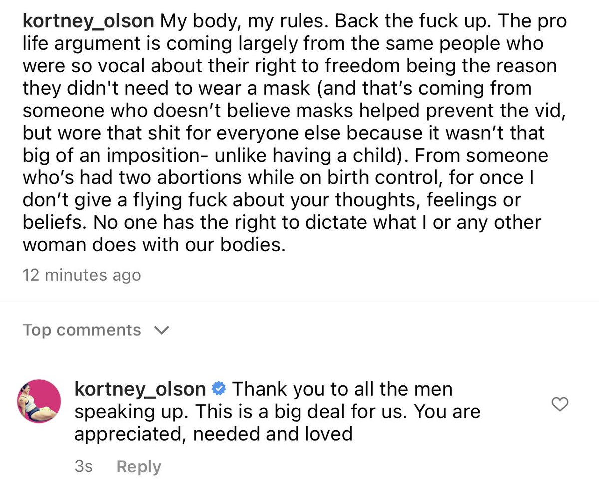 My body my rules. Thank you to all the men speaking up. You are appreciated and loved.
