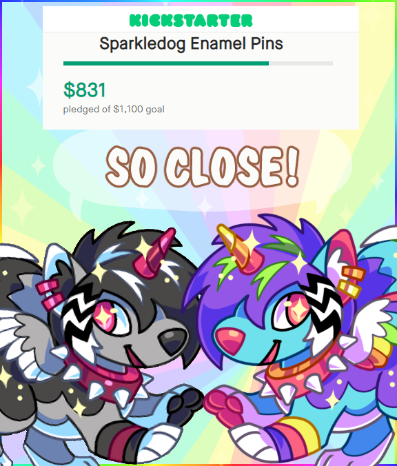KiRAWRart's tweet photo. We're now less than $300 away from the funding goal!
β¨ https://t.co/prYJnytaoG β¨
Share the page, let your friends know about the awesome Sparkledog pins available on Kickstarter!
#kickstarter #sparkledogs #furryart #rainbows #pins #enamelpins https://t.co/JfnvR3xWGC