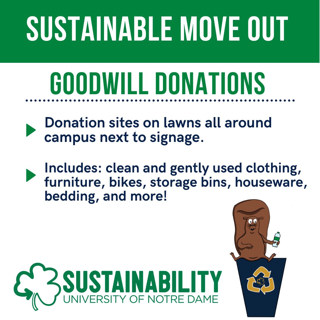 When placing your donated items out for Goodwill pick-up, make sure it's a nice dry day!  #GoIrish #BeGreen