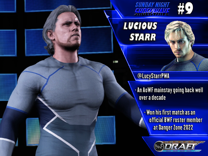 JenSlaytonGM's tweet photo. Our next pick is a man I met years ago, back when I was in PWA. I thought he was... well, an imbecile, but after I saw how much passion he has for this business, I changed my mind. And I'm proud to say that...
For our #9 pick, #Shockwave selects... LUCIOUS STARR! @LucyStarrPWA https://t.co/foRcfBXjIm