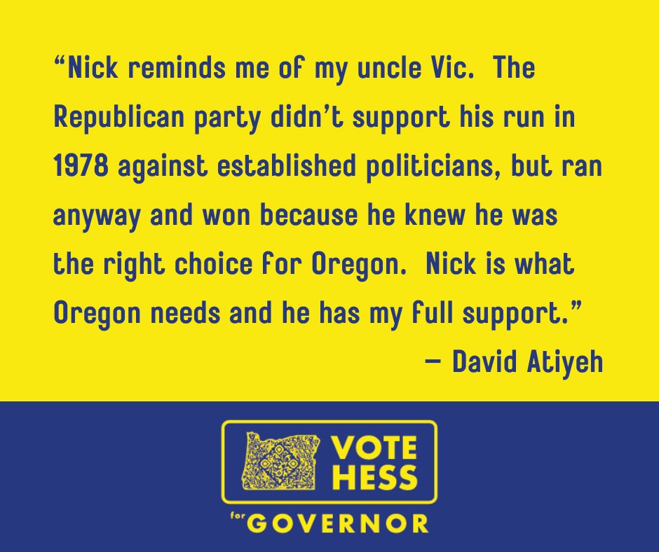 votehess22's tweet photo. Oregon’s last Republican Governor was a pro-business political outsider: If you want a Republican to win the general election, vote for me in the primary!
#VoteHess #OregonGovernor #HessForOregon #OregonRepublican https://t.co/OHCMIYRUps