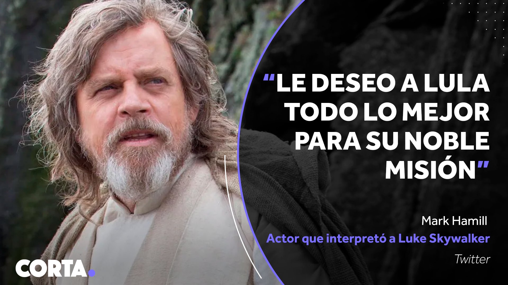 Lula ganha apoio de Mark Hamill no Twitter, em foto como jedi de