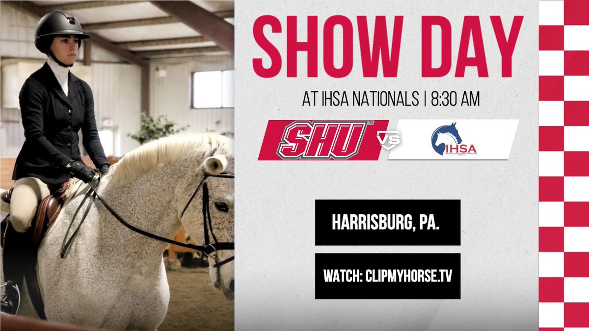 IT'S SHOW DAY! Raegan Olson and Lilly Bove compete at the <a href="/rideihsa/">IHSA</a> National Championships TODAY starting at 8:30 am! 

#WeAreSHU 

📍: Harrisburg, Pa.
⏰ : 8:30 AM
📺 : bit.ly/3vZG714