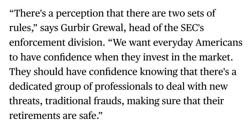 Are markets rigged? The SEC &amp; DOJ are more focused than ever on rooting out criminality and rule violations. Apparently Archegos was just the beginning. These things take time, but if there is the political will to crack down, maybe we're about to see some real action taken.