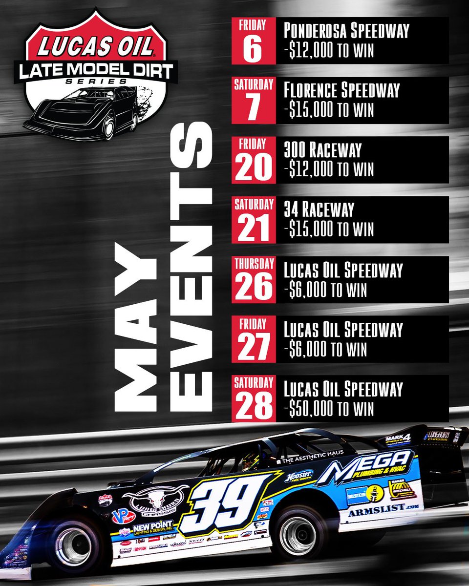 bobdillner's tweet photo. Come join us at the track as @lucasdirt gets busy in May.
#MonthofSpeed
📺: https://t.co/OckkdBgMPw https://t.co/0jg6okgIqy
