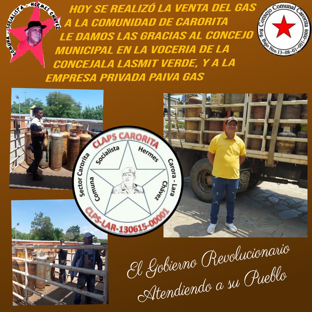 El Gobierno Revolucionario siempre Atendiendo a Nuestro Pueblo en esta Oportunidad le tocó a la Comunidad de Carorita Clap Carorita Mcpio Torres de la Comuna Hermes Chávez a la Venta De Gas, Gracias a la Concejala Lasmit Verde y a la Empresa Privada PAIVA GAS...