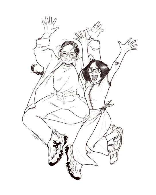 THE GIRLS ARE FUNDED!!!🎉🎉🎉
@plaest2k and I drew each other doing the Dorohedoro to celebrate us both getting funding for our comic projects this year🥳 