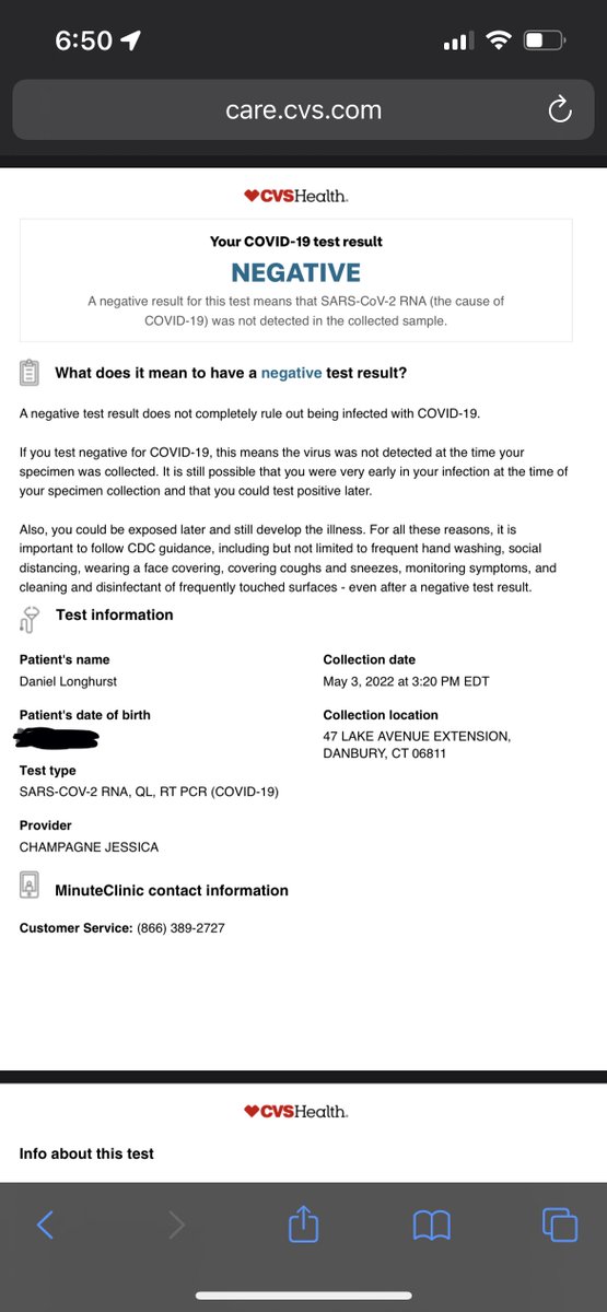 MrLonghurst's tweet photo. When I call the minute clinic number, the automated system says "negative."  An at home rapid test says "negative." Which do I believe?  Do I go to work tomorrow? Help please!! https://t.co/6MZ4eIFD9P