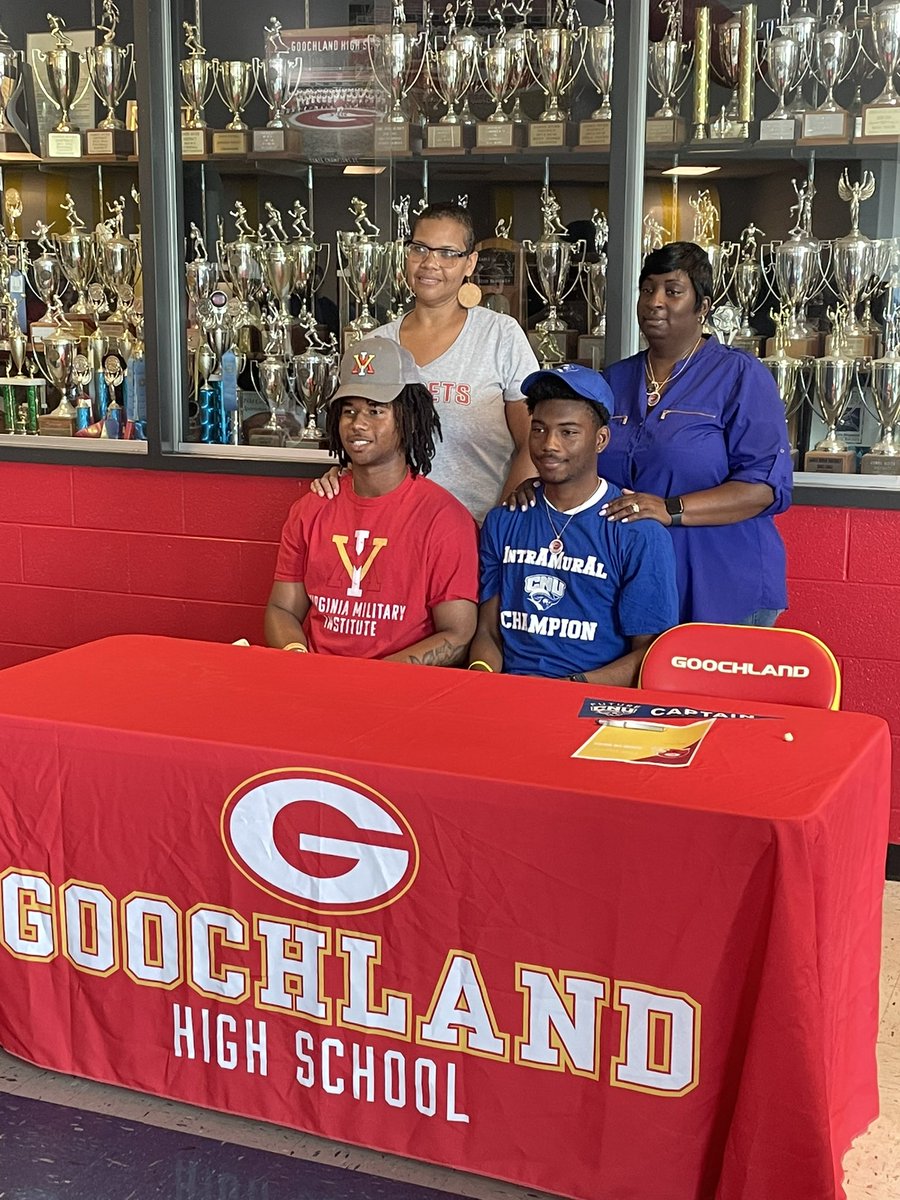 GHSFootball's tweet photo. Today we celebrated two of our student-athletes who are going on to play collegiate football - @OmarionQuarles &amp; @DeAndre_R44. Dre will be at VMI and Omarion will be attending CNU. https://t.co/QXQDvrTLSK