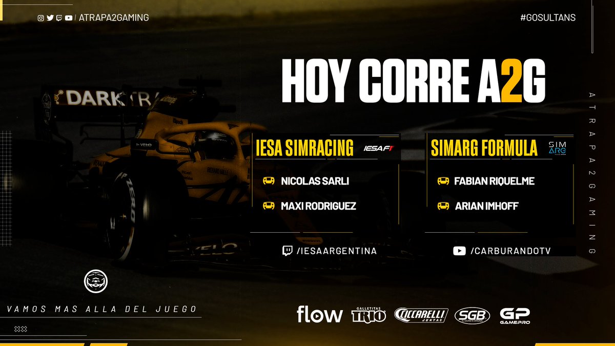 atrapa2gg's tweet photo. #F1
¡Hoy corre A2G! 🏎️💨
🏆 @IESASimRacing
🇺🇸 GP de Estados Unidos
🕒 22:00hs 🇦🇷
📺 https://t.co/46yPjdQdci
--------------------------
🏆 @simARGformula
🇺🇸 GP de Estados Unidos
⏰ 22.15hs 🇦🇷
📺 https://t.co/mqFaIywP1D
#GoSultans #LaSultaneta https://t.co/shGhr6fvk0
