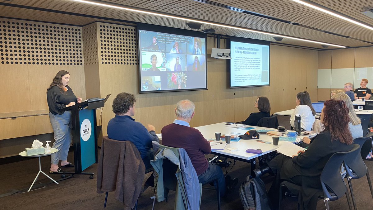 ausfatherhood's tweet photo. Hearing from Amy Hofmeier as she presents her work about the changing roles and impact of fathers in Australia #AFRS2022 https://t.co/ceilkbzrSA