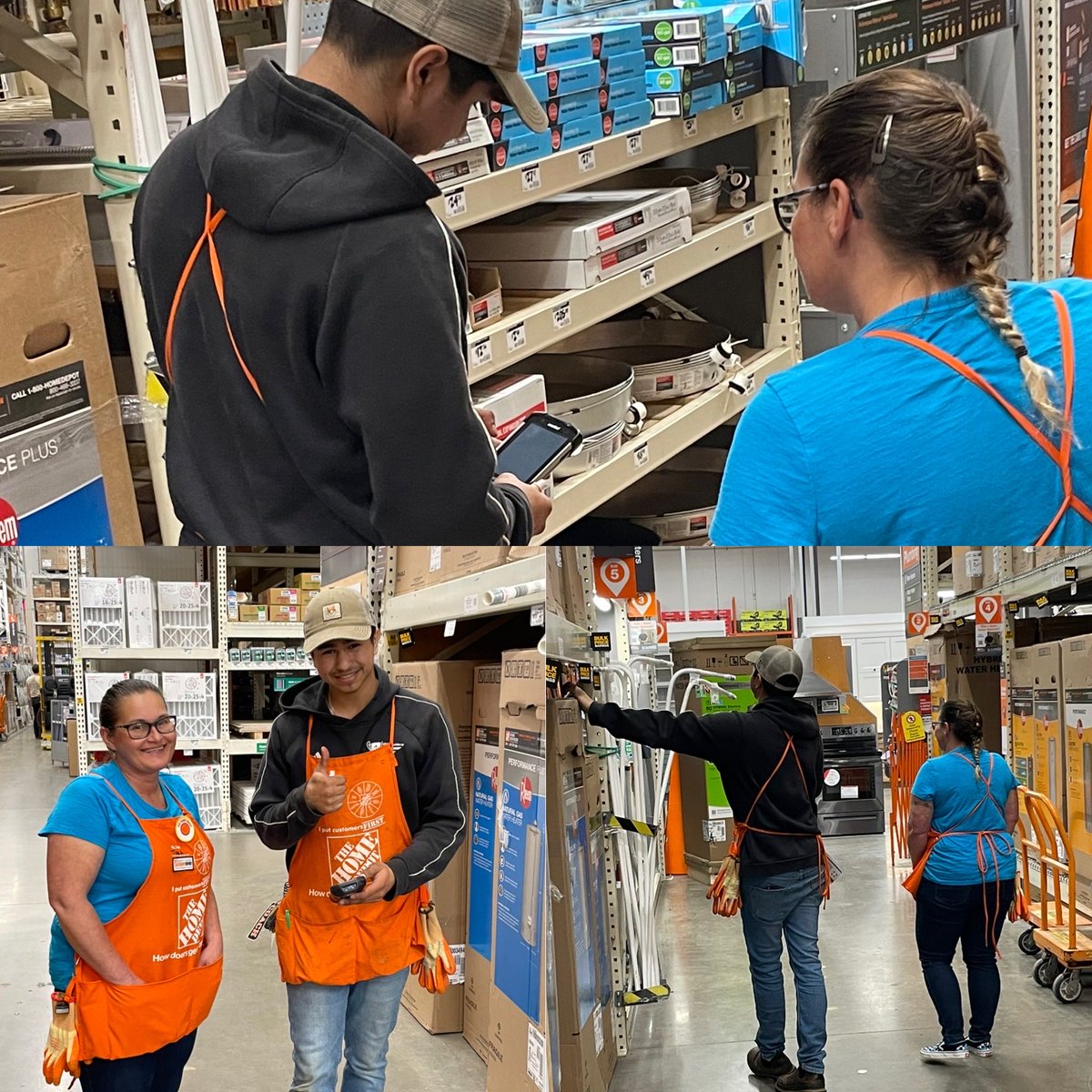 I love walking the isles and seeing the engagement between our NACs and New Hires! Jesus was thoroughly explaining each isle in D26 along with how to properly use the first phone to our new hire Tina! Thank you Jesus for being a great example! #THE4015 ⁦<a href="/geri4015/">Geri Downs</a>⁩