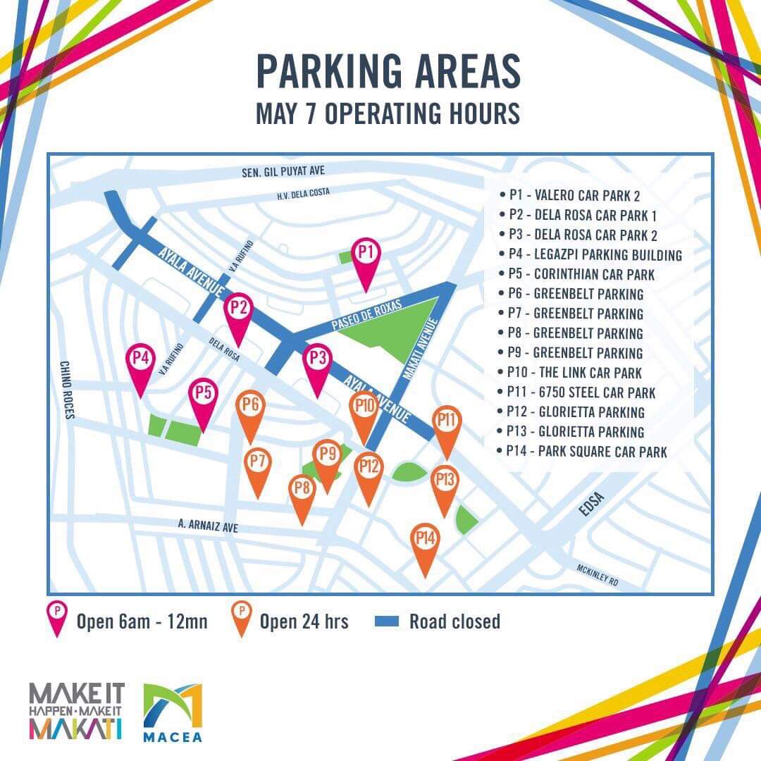 rpc_makati's tweet photo. ADVISORY: Makatizens, check out the Parking Areas available in the city on May 7, 2022 (Saturday).

Parking Areas (Open from 6AM to 12MN)
P1 - Valero Car Park 2
P2 - Dela Rosa Car Park 1
P3 - Dela Rosa Car Park 2
P4 - Legazpi Parking Building
P5 - Corinthian Car 
©️Make it Makati https://t.co/5N1EzNiuxu