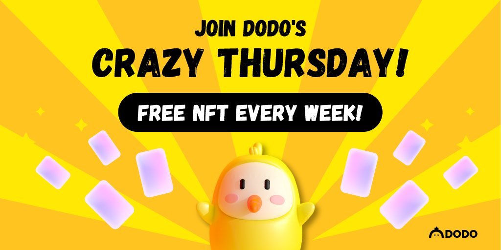 🥳🥳🥳Attention CommanDODOs!

🙌🙌🙌It’s $DODO Crazy Thursday #2! A weekly recurring campaign that gives away 1 DODO Minions NFT every week!

😍😍😍Like, retweet &amp; tag 1 friend in the next 24hrs to become the DODO Fanatic of this week and win free DODO Minion!

#justDODOit