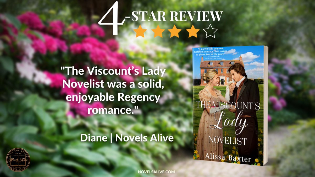 NovelsAlive's tweet photo. 4-STAR REVIEW⭐️⭐️⭐️⭐️: THE VISCOUNT’S LADY NOVELIST by Alissa Baxter @alissa_baxter @hfvbt  @vinspire2004 

👉THE VISCOUNT'S LADY NOVELIST was a solid, enjoyable Regency romance. https://t.co/jvhBeAjz9Z
#historicalromance #bookreview #TheViscountsLadyNovelist #AlissaBaxter #HFVBT https://t.co/RVDNnEc5wR
