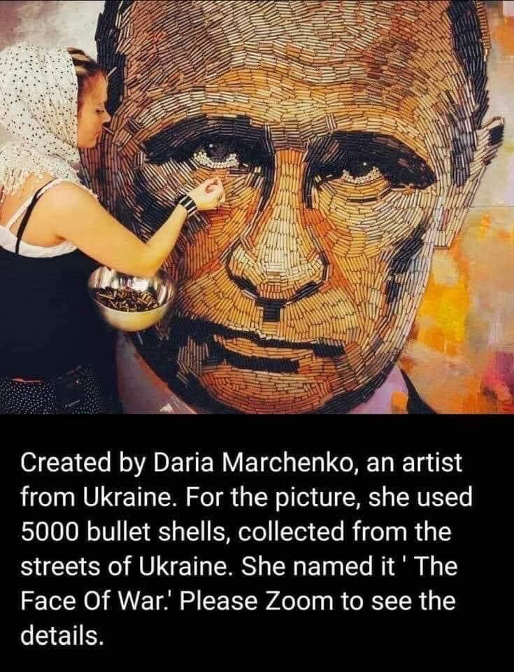 #Ukraine #StandUpForUkraine #PutinWarCrimes #art Beautiful image created with bullets.  Exquisite…..no words. #SupportUkraine