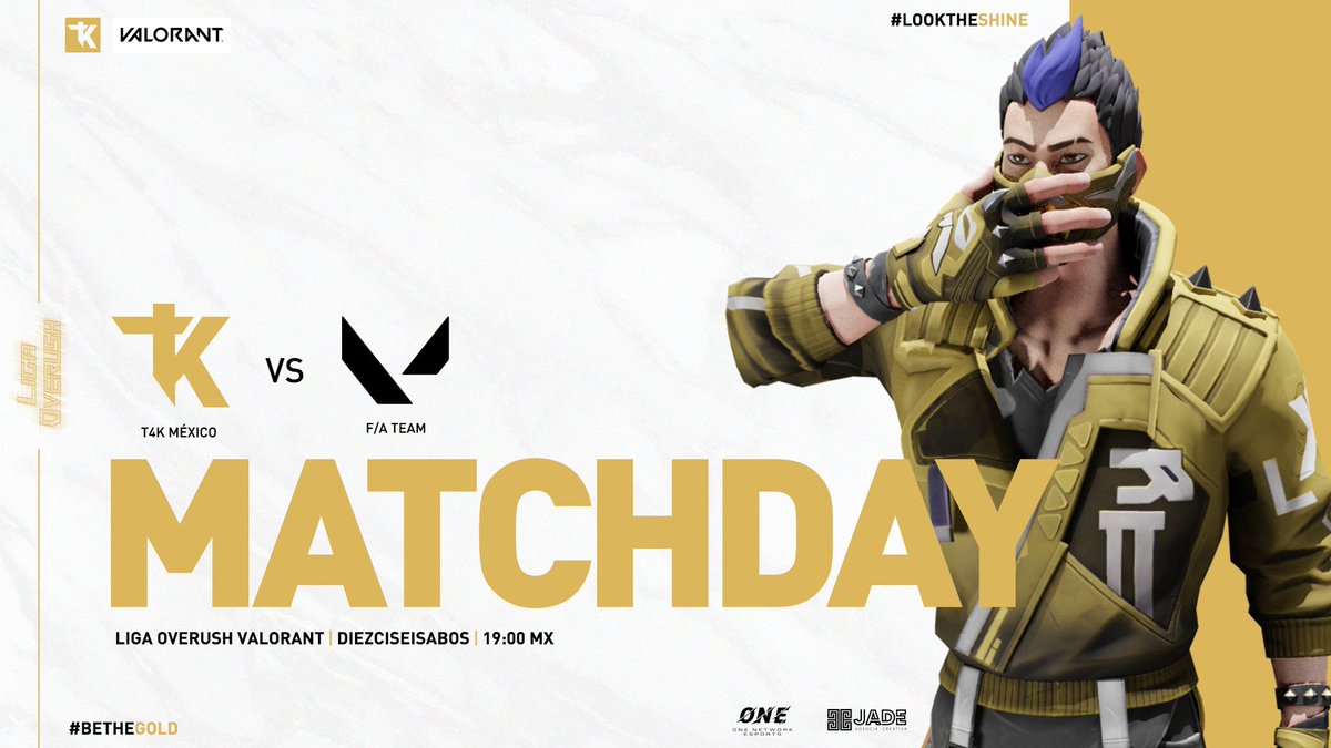 T4KEsports's tweet photo. Hoy se juega! Estamos en directo: T4K México VS F/A Team.🤩 vengan a apoyarnos y a convivir con nosotros💛#GOT4K #BETHEGOLD #LOOKTHESHINE #eSports #VALORANT https://t.co/kmNXV5jeIW