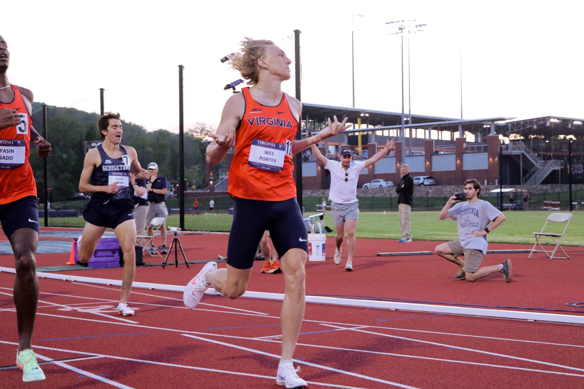UVATFCC's tweet photo. 𝐒𝐮𝐛-𝐅𝐨𝐮𝐫. 

Wes Porter and Yasin Sado go under the four-minute mark in the mile and capture the remarkable feat for the first time in their careers 🔥

Porter: 3:58.84
Sado: 3:58.92

#GoHoss⚔️ https://t.co/HkxvJLlaf9