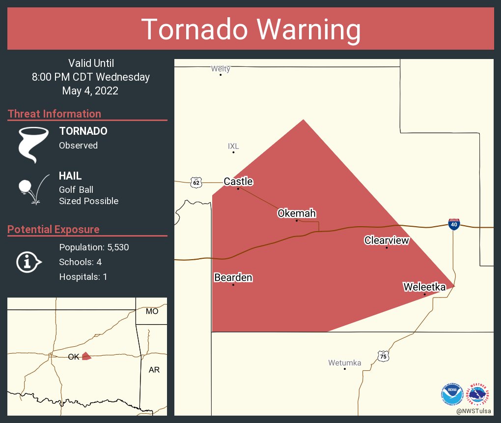 NWS Tornado on Twitter "Tornado Warning continues for Okemah OK