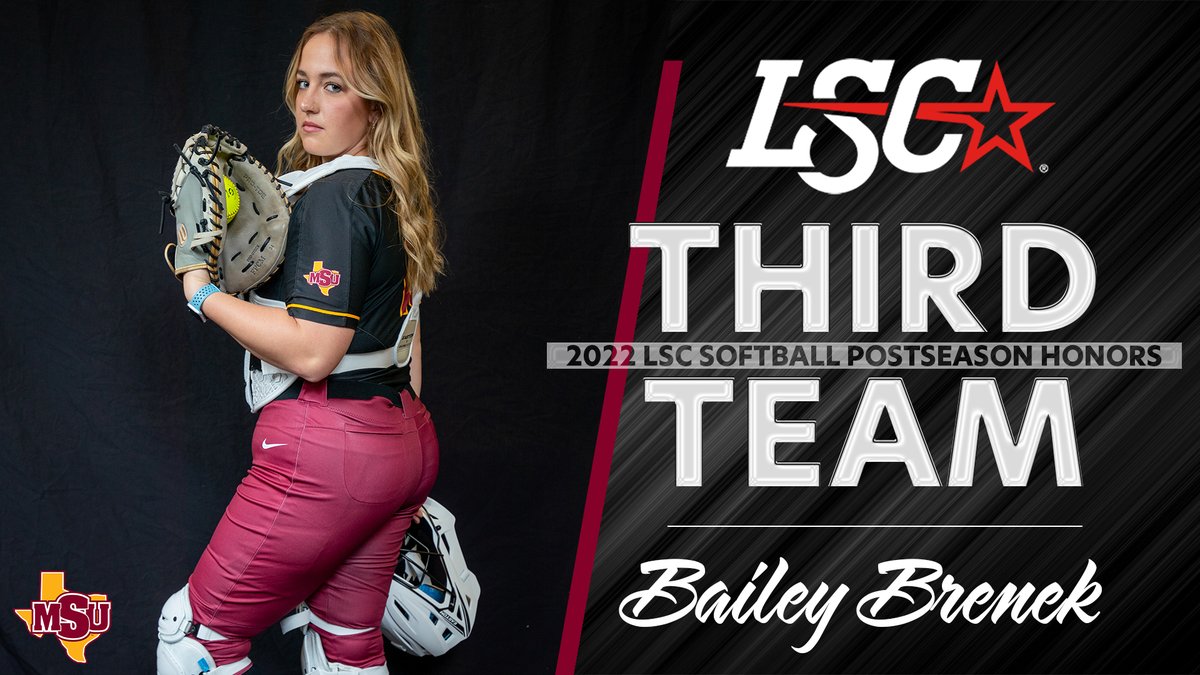 MSUMustangs's tweet photo. SOFTBALL | @bailey__brenek earns third-team All-Lone Star Conference honors after hitting .383 with 10 doubles and five homers. #StangGang https://t.co/TFyDDl0H9d
