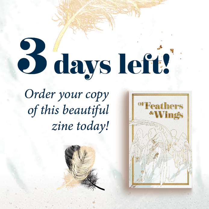 WingZine's tweet photo. 3 days to go! "Of Feathers &amp; Wings: A #GoodOmens Zine" is a safe-for-work collection featuring fan works highlighting angelic and demonic wings and feathers. Yeah, we know what you like.

Order your copy at our shop:

https://t.co/CJNmSQrugH https://t.co/O45JLOLgT0