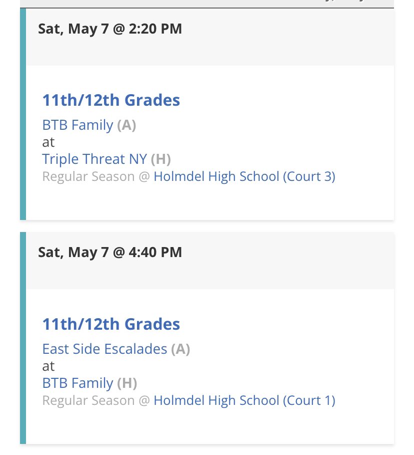 Upcoming Schedule for this weekend