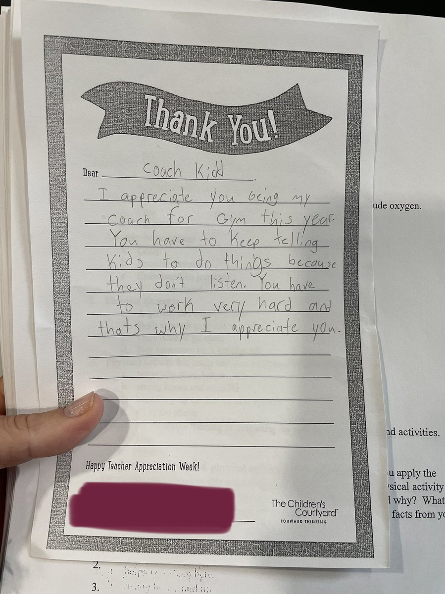 RandiKidd0812's tweet photo. Feeling thankful that one of my students appreciates the hard work I put in to try to get kids to listen and do what they’re supposed to! #thankful #teacherappreciationweek #cmsrocks https://t.co/blaVvBdL7K