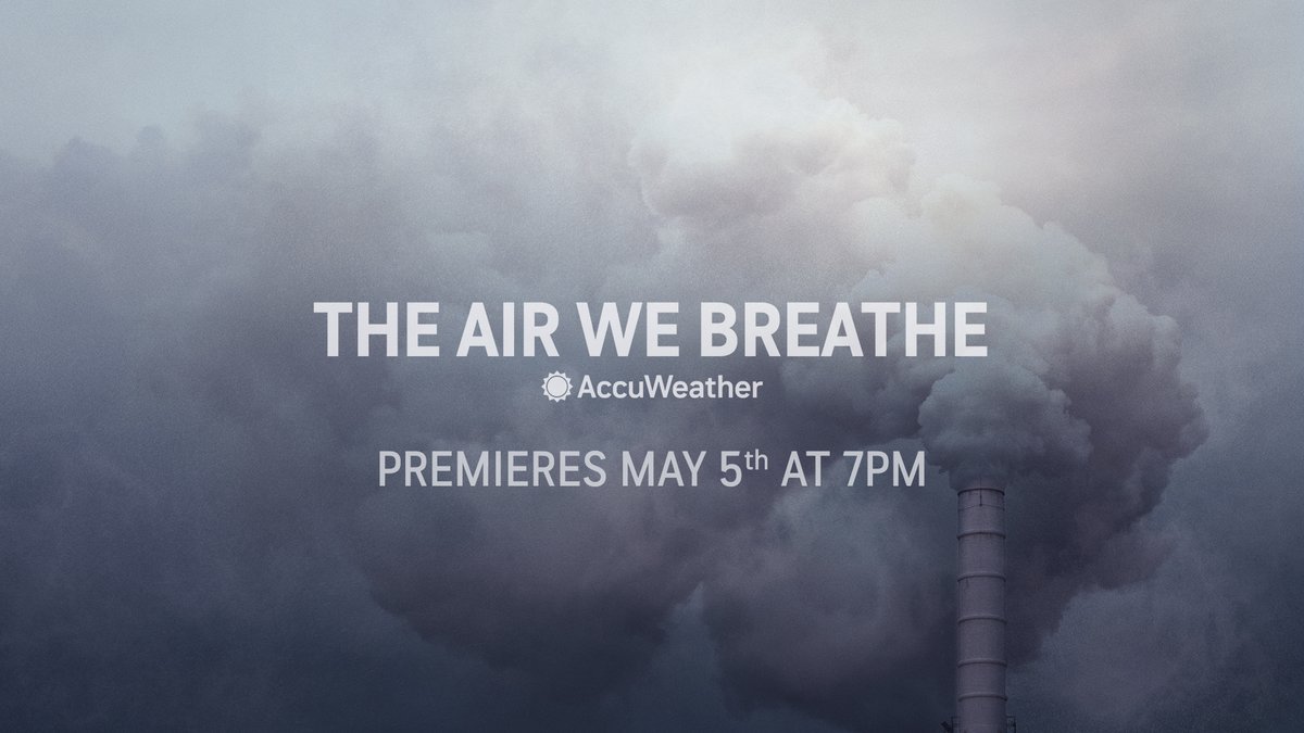 accuweather's tweet photo. Tune in tomorrow to watch 'The Air We Breathe,' an AccuWeather TV network special presentation examining the current air quality and its impact on health and the world around us. #AirQualityWeek
https://t.co/k3wsrpltYp https://t.co/LO3bx19TNK