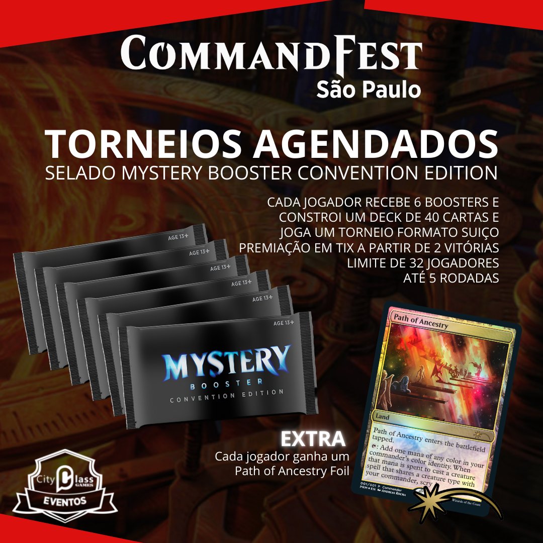 CityClassGames's tweet photo. Programe-se pois as inscrições para os torneios serão feitas no local.
Adquira seu ingresso pois as vagas são limitadas.
#CommandFestSP #MagicTheGathering #CommandFest #MTGEDH #MTGCommander #CityClassGames #CCGEventos https://t.co/DHon2gYlFu