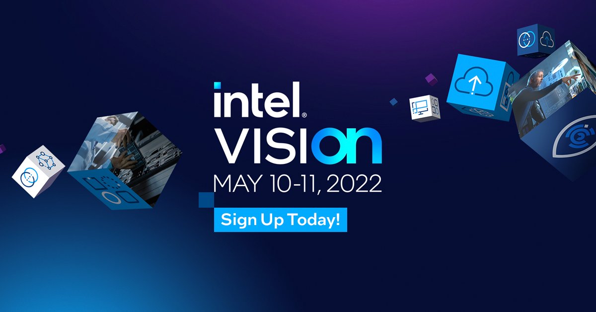 IntelGraphics's tweet photo. Consider this your invitation to Intel Vision! Next week, you’ll have the chance to see Intel speakers such as @PGelsinger and @Rajaontheedge (and a special guest) talk on AI, the edge, data, graphics, and more. Register here to secure your seat. https://t.co/x1ny6NF7Mc #IntelON https://t.co/T715TuIF4w