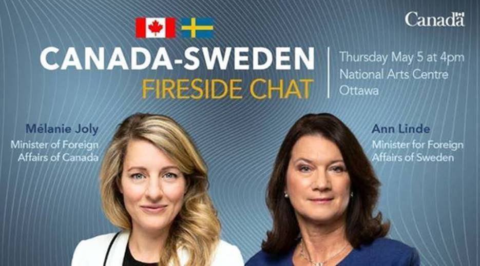 melaniejoly's tweet photo. Tomorrow, join me and my Swedish counterpart, @AnnLinde, for a discussion on the importance of applying a gender equity and feminist lens to all foreign policy, including our response to the war in Ukraine. https://t.co/9chamcSgHl