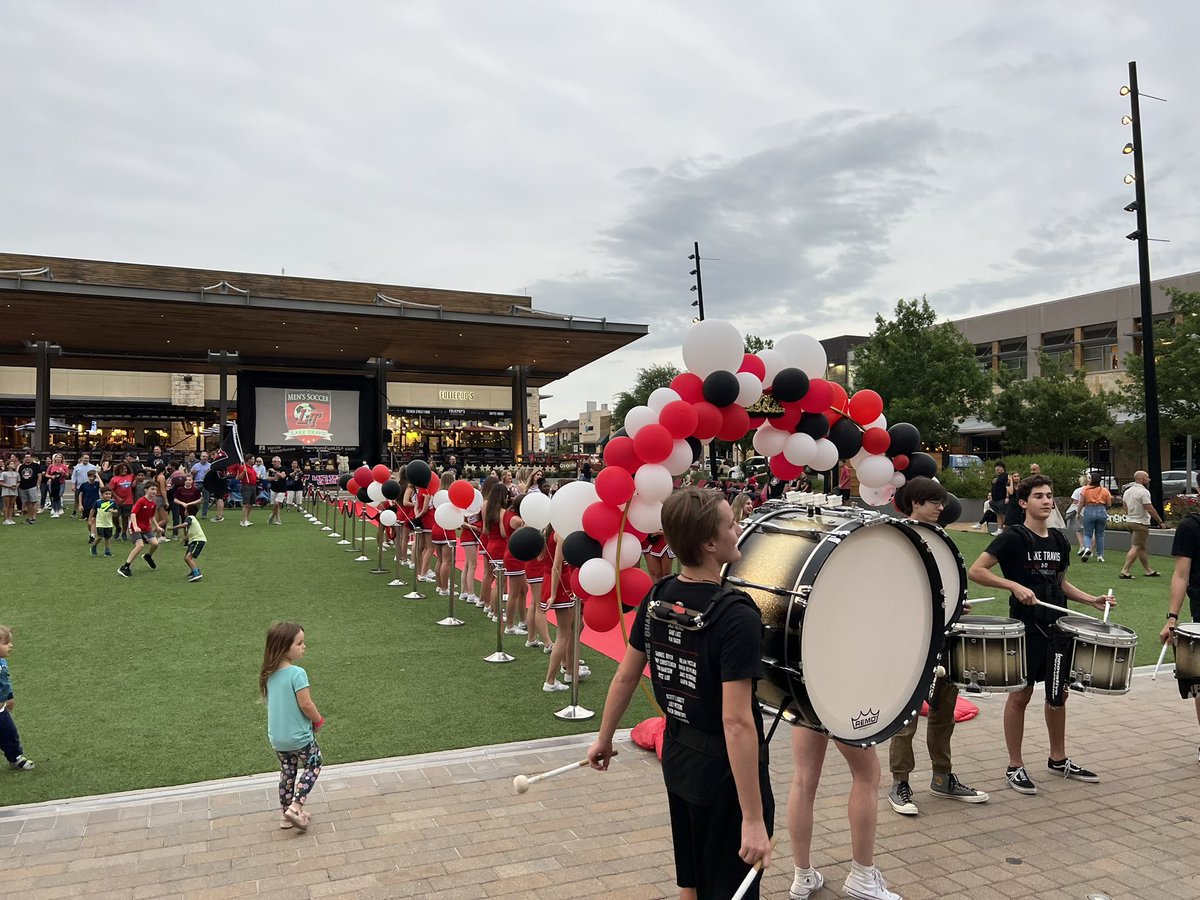 Community pep rally at @HCGalleria to celebrate <a href="/LTBoysSoccer/">Lake Travis High School Men's Soccer</a> State Champions!!!! Congratulations!