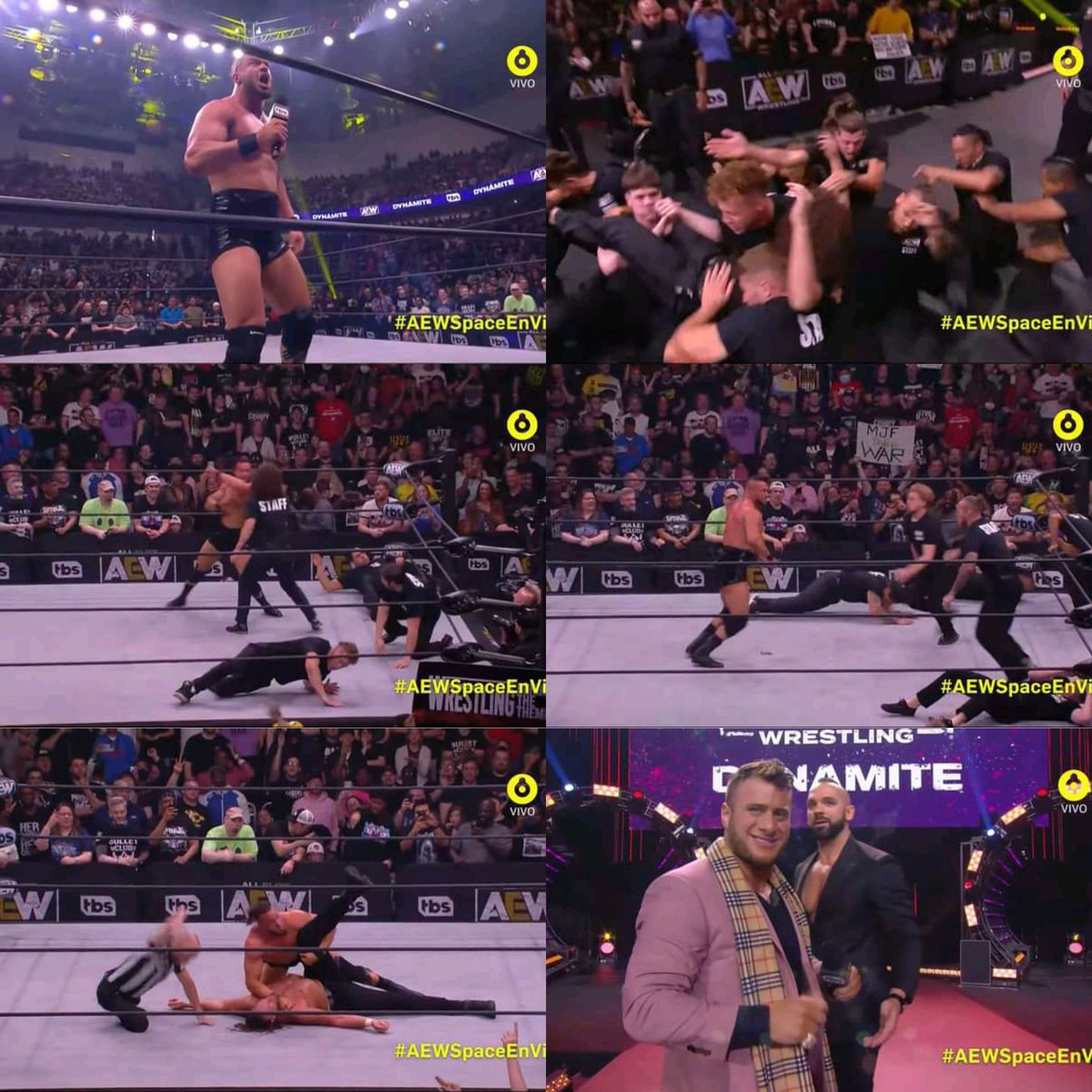 AnonimusLH's tweet photo. Wardlow defeats W. Morrissey and 30 security guards try to attack him but he finishes them off and says he will not be calm until he is released from the contract or MJF will give him a next challenge next week https://t.co/DlBa1ve4gS