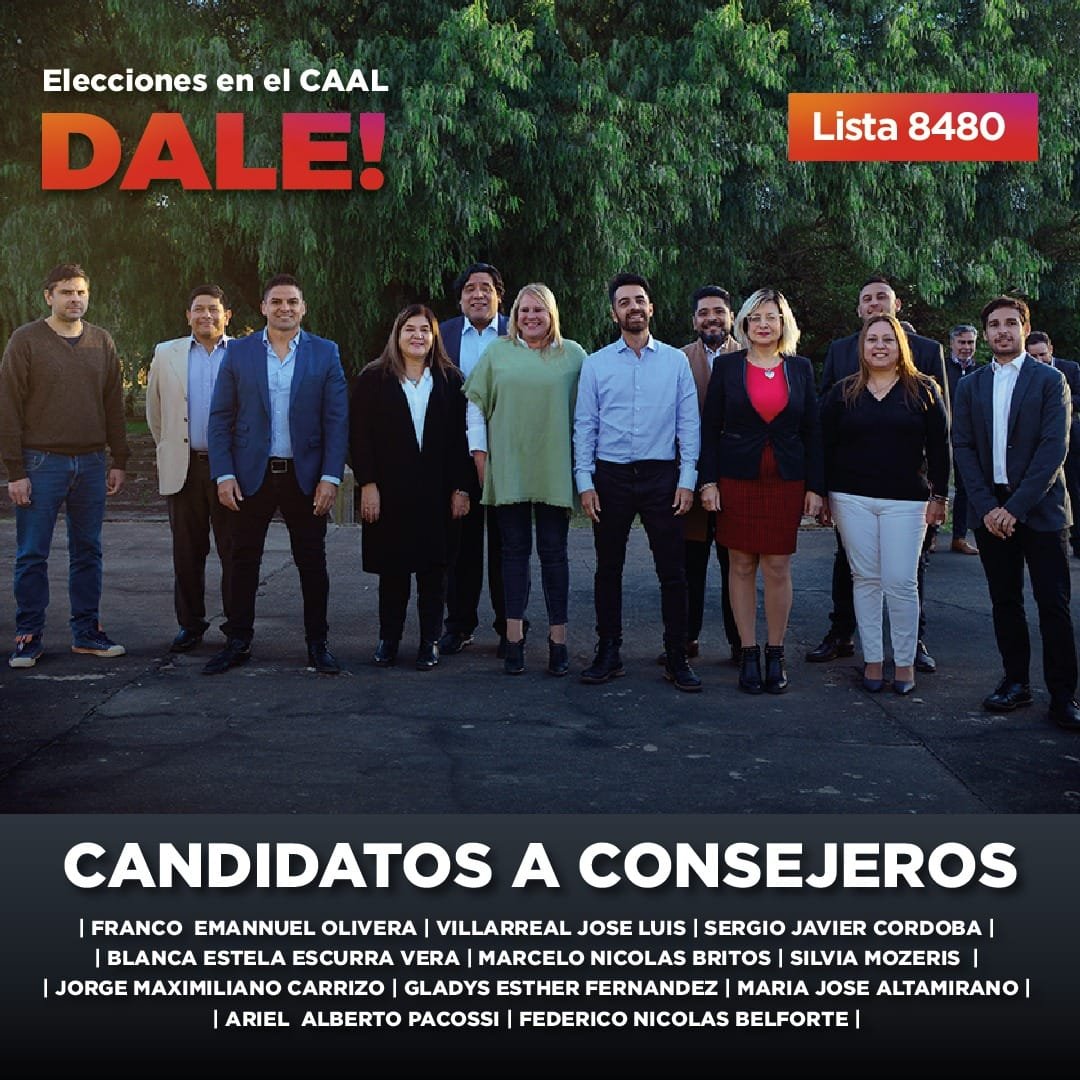 DialogoCAAL's tweet photo. Mañana en las elecciones del CAAL, ¡vamos todos con DALE! 🙌🏼

Votá Lista 8480, @PalavecinoCalip presidente 😎 https://t.co/O7ABadyyCH