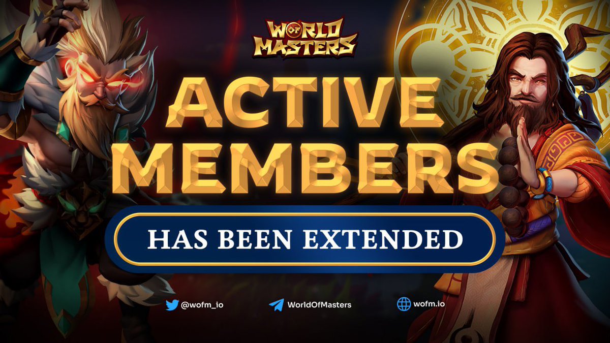 wofm_io's tweet photo. What's Up Today?

🤩 Due to the enthusiastic participation of Masters and to ensure that every player has a chance to participate in this incredible event

#WOFM decided to extend the #ActiveMember Event until 5:00 PM 18th May (UTC time) 👏 https://t.co/ws2AU5aeSZ