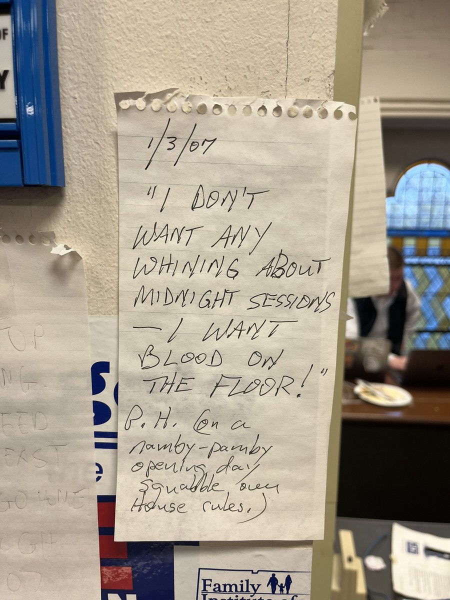bravowrites's tweet photo. The final night of the 2022 legislative session. Here is an old, inspirational note I found in the press room. @CTMirror #cga https://t.co/U7pBHJSDYq